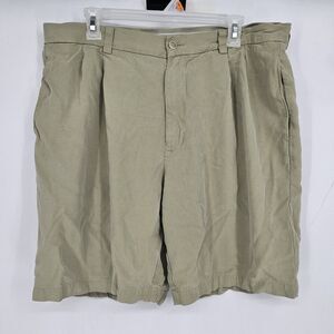 Tommy Bahama Silk Shorts Mens 36 Chino‎ Pleated Front Casual Classic Tan Khaki